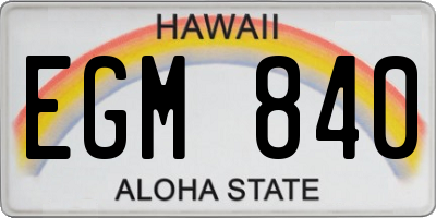 HI license plate EGM840