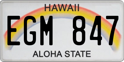 HI license plate EGM847