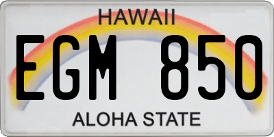 HI license plate EGM850