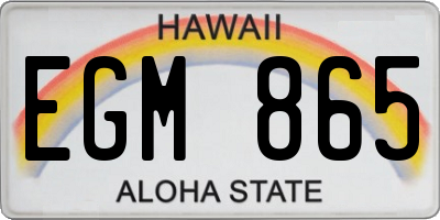 HI license plate EGM865