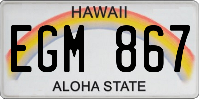 HI license plate EGM867