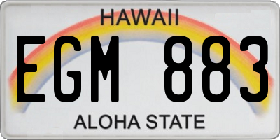 HI license plate EGM883