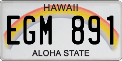 HI license plate EGM891