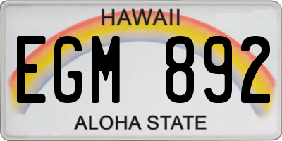 HI license plate EGM892