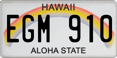 HI license plate EGM910
