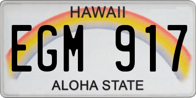 HI license plate EGM917