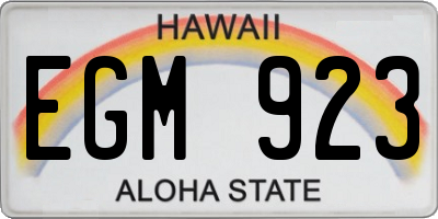 HI license plate EGM923