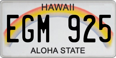 HI license plate EGM925