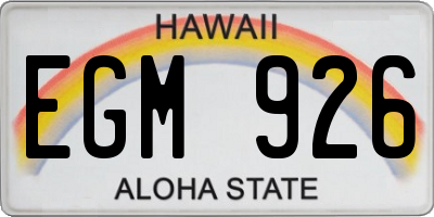 HI license plate EGM926