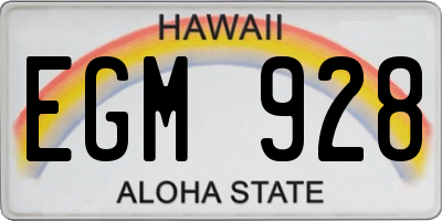 HI license plate EGM928