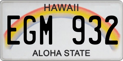HI license plate EGM932