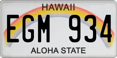 HI license plate EGM934