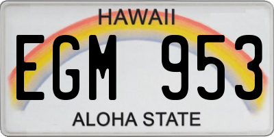 HI license plate EGM953