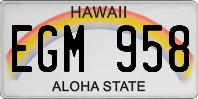 HI license plate EGM958