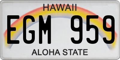 HI license plate EGM959