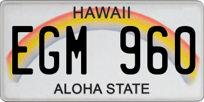 HI license plate EGM960