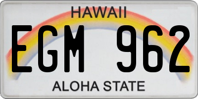 HI license plate EGM962