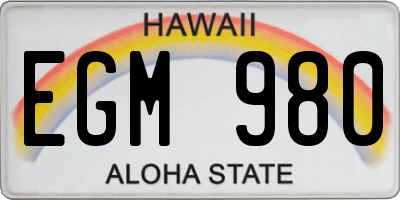 HI license plate EGM980