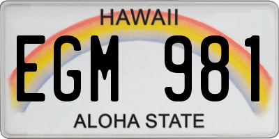 HI license plate EGM981