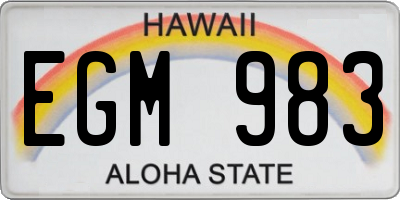 HI license plate EGM983