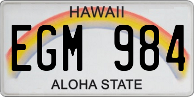 HI license plate EGM984