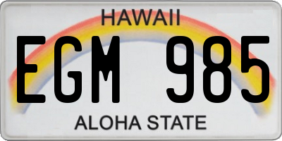 HI license plate EGM985