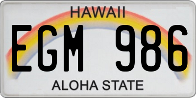 HI license plate EGM986