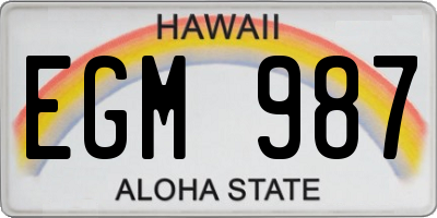 HI license plate EGM987