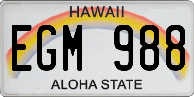 HI license plate EGM988