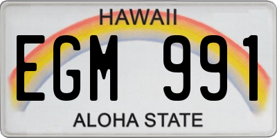 HI license plate EGM991
