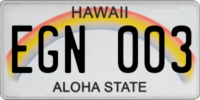HI license plate EGN003