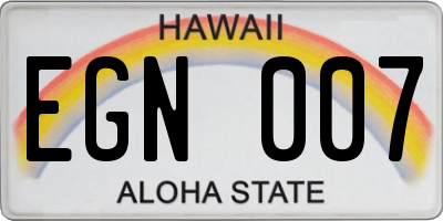 HI license plate EGN007