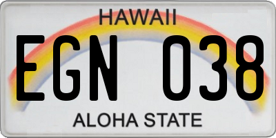 HI license plate EGN038