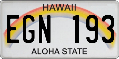 HI license plate EGN193