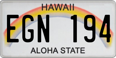 HI license plate EGN194