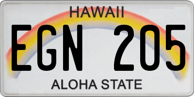 HI license plate EGN205