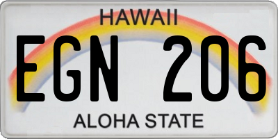 HI license plate EGN206