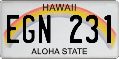 HI license plate EGN231