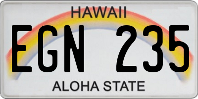 HI license plate EGN235