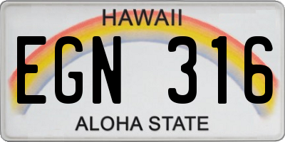 HI license plate EGN316