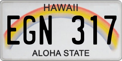 HI license plate EGN317