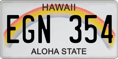 HI license plate EGN354