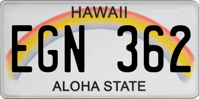 HI license plate EGN362