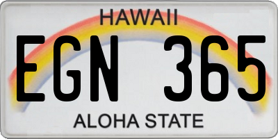 HI license plate EGN365