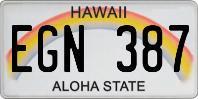 HI license plate EGN387