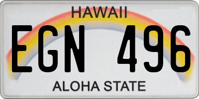 HI license plate EGN496