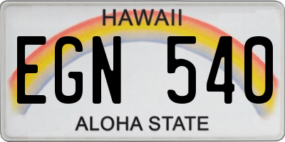 HI license plate EGN540