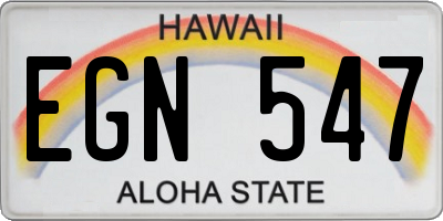 HI license plate EGN547