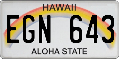 HI license plate EGN643