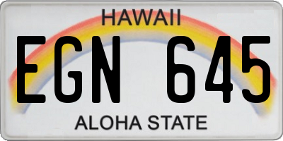 HI license plate EGN645